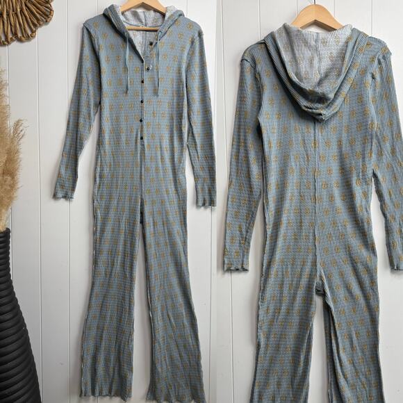 Free People long johns lil' bit lou flare one-piece loungewear thermal cotton - Picture 3 of 8